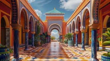 Moroccan architecture with vibrant ceramic tiles and traditional design