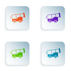 Color Cannon icon isolated on white background. Medieval weapons. Set colorful icons in square buttons. Vector