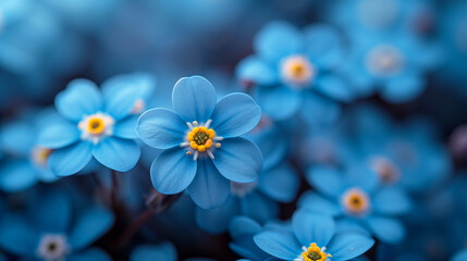 Beautiful blue forget-me-not flowers close-up macro photography