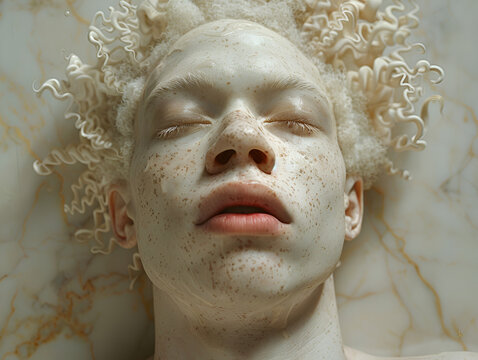 Beautiful portrait of an albino boy