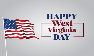 Happy West Virginia  Day Text With Usa Flag Background Design