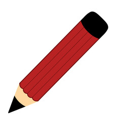 Pencil icon doddle simple modern illustration flat design that can be used for sticker, book, scrapbook, icon, decorative, e.t.c with red  black cream colors
