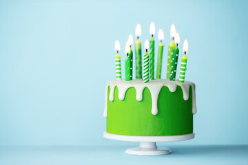Green celebration birthday cake