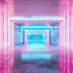 Empty futuristic illuminated corridor