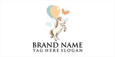 vector pony logo with unique and modern colored balloons