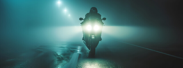 Motorbike in the foggy night