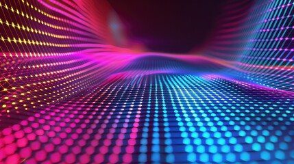 Obraz premium Hologram and neon background in retro style.