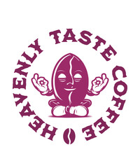 mascot coffee bean meditation with text graphic design vector illustration