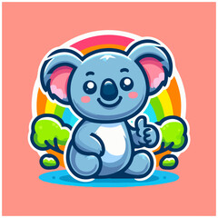 flat vector logo of koala , flat vector logo of cute koala , flat logo of  koala  , flat logo of cute koala , koala logo	
