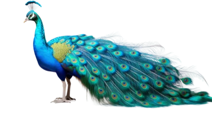  Iridescent Feathers Majestic Peacock on white background © momina