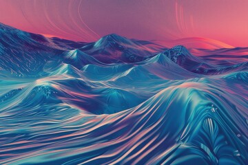 Neon Grainy landscape, futuristic design, wave music, 80s styled Surreal landscape.