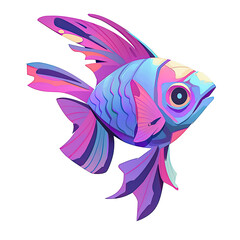 An illustration of a fish with a blue body and pink fins