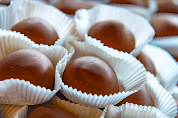 Chocolate products sold in a Belgian confectionery shop, Bruges