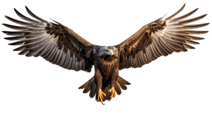 Powerful Eagle Soaring Wings Extended on white background