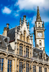 Architecture of the old town of Ghent, Belgium
