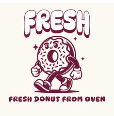 mascot donut wear crown king and text design graphic vector illustration