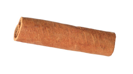 One aromatic cinnamon stick isolated on white
