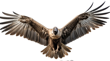 Vulture with Outstretched Wings Reflective Stance on white background