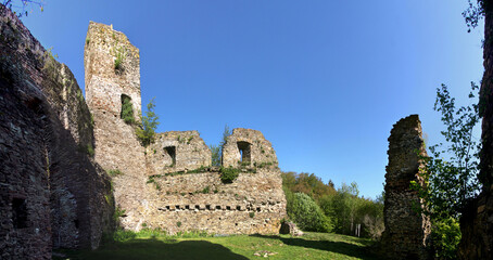 Medieval Neublankenheim castle ruins near Üxheim in the Eifel forest, Germany