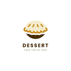 Dessert cake logo, with minimalist style. Sweet cake silhouette vector. Suitable for dessert, sweet cake or snack logos.