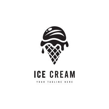Ice cream logo, with minimalist style. Ice cream silhouette vector. Suitable for dessert, ice cream or drink logos.