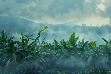 banana plantations, picking bananas in the fields