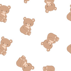 Hand Drawn Cute little Teddy Bears seamless pattern. Vector illustration kids design