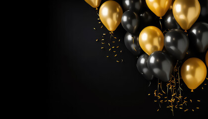 Fototapeta na wymiar Black and golden balloons for Black Friday