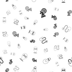 Set Chess, Light bulb with concept of idea, Advertising and on seamless pattern. Vector