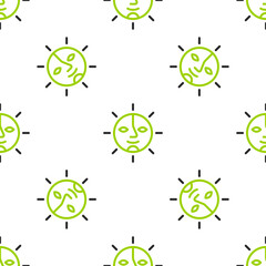 Line Sun icon isolated seamless pattern on white background. Vector