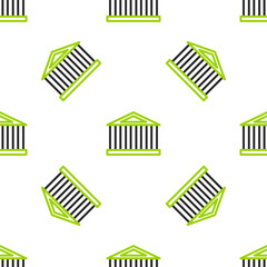 Line Parthenon from Athens, Acropolis, Greece icon isolated seamless pattern on white background. Greek ancient national landmark. Vector
