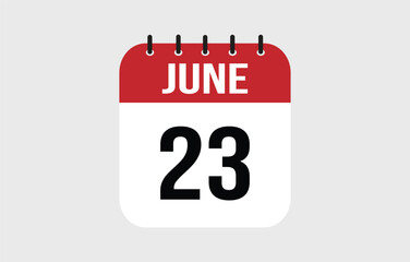 23 June Calendar. June Calendar Vector Illustration.