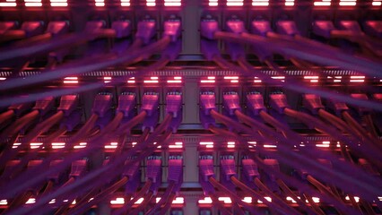 Modern Internet Network Switch With Plugged Ethernet Cables