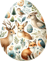 Woodland Animals Easter Eggs Clipart, Painted Easter Egg, Easter Eggs Png,  Watercolor Clipart, Painted Eggs, Happy Easter
