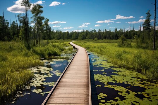 Northern Minnesota Nature Preserve: A Serene Summer Day on the Boardwalk Trail through Forests, Bogs, and Fens of Central Minnesota