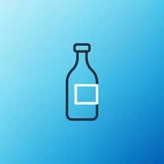 Line Bottle of wine icon isolated on blue background. Colorful outline concept. Vector