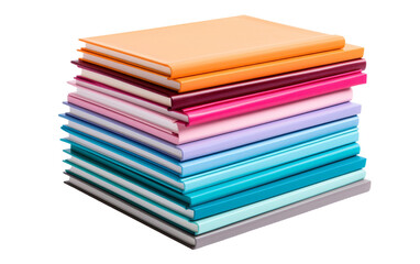 Neat and Untouched Notebook Stack on transparent background