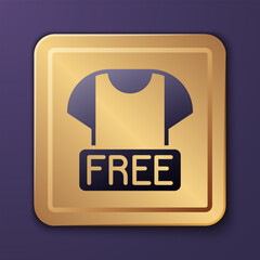 Purple Clothes donation icon isolated on purple background. Gold square button. Vector