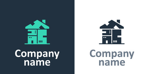Logotype Homeless cardboard house icon isolated on white background. Logo design template element. Vector