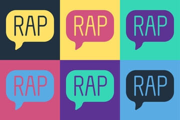 Pop art Rap music icon isolated on color background. Vector