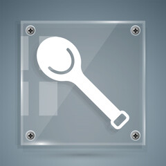 White Sauna ladle icon isolated on grey background. Square glass panels. Vector