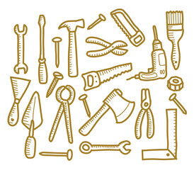 Tools doodle vector illustration line art