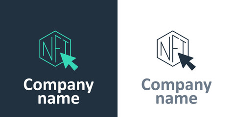 Logotype NFT Digital crypto art icon isolated on white background. Non fungible token. Logo design template element. Vector - obrazy, fototapety, plakaty