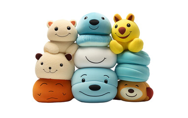 Stack of Soft Stress-Relief Toys on transparent background
