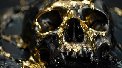Humanoid skull (black and gold)
