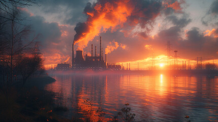 Fototapeta premium Nuclear power plant buildings.