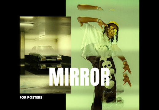 Fractal Mirror Lens Poster Photo Effect Mockup