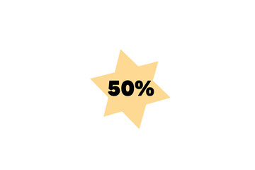 50% fifty percent, promotion, discount, offer, yellow icon, for advertisement