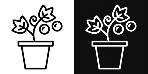 Berry Shrubs and Vines Icon Set. Vector Illustration