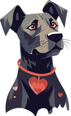 Black dog, vector animal portrait, cartoon portrait of a pet 1